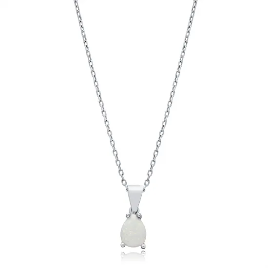 Pear White Opal 925 Sterling Silver Necklace Pear White Opal 925 Sterling Silver Necklace