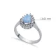 CZ Stone Pear Solitaire Light Blue Opal Silver Cluster Ring CZ Stone Pear Solitaire Light Blue Opal Silver Cluster Ring