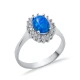 Oval CZ Solitaire Blue Opal Cluster 925 Silver Ring Oval CZ Solitaire Blue Opal Cluster 925 Silver Ring