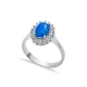 Oval CZ Solitaire Blue Opal Cluster 925 Silver Ring Oval CZ Solitaire Blue Opal Cluster 925 Silver Ring