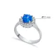 Round CZ Solitaire Blue Opal Cluster 925 Silver Ring