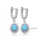 Pear Cut Light Blue Opal CZ Design Silver Dangle Earrings Pear Cut Light Blue Opal CZ Design Silver Dangle Earrings