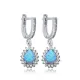 Pear Cut Light Blue Opal CZ Design Silver Dangle Earrings Pear Cut Light Blue Opal CZ Design Silver Dangle Earrings