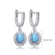 Oval Cut Light Blue Opal CZ Dangle 925 Silver Earrings - Sade 925 Silver Jewelry