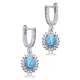 Oval Cut Light Blue Opal CZ Dangle 925 Silver Earrings - Sade 925 Silver Jewelry