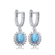Oval Cut Light Blue Opal CZ Dangle 925 Silver Earrings - Sade 925 Silver Jewelry