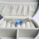 Solitaire Round Blue Opal Dangle 925 Silver Earrings Solitaire Round Blue Opal Dangle 925 Silver Earrings