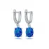 Solitaire Oval Blue Opal Turkish 925 Silver Dangle Earrings