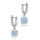 Round Light Blue Opal Dangle Sterling Silver Earrings Round Light Blue Opal Dangle Sterling Silver Earrings