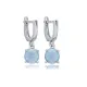 Round Light Blue Opal Dangle Sterling Silver Earrings Round Light Blue Opal Dangle Sterling Silver Earrings