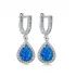 Pear Blue Opal CZ Dangle 925 Sterling Silver Earrings