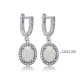 Oval White Opal CZ Dangle 925 Sterling Silver Earrings | 925 Sterling Silver Wholesale | Sade Silver Oval White Opal CZ Dangle 925 Sterling Silver Earrings - Sade 925 Silver Jewelry