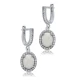 Oval White Opal CZ Dangle 925 Sterling Silver Earrings | 925 Sterling Silver Wholesale | Sade Silver Oval White Opal CZ Dangle 925 Sterling Silver Earrings - Sade 925 Silver Jewelry