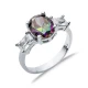 Oval Mystic Topaz Baguette CZ 925 Sterling Silver Ring | 925 Sterling Silver Wholesale | Sade Silver Oval Mystic Topaz Baguette CZ 925 Sterling Silver Ring - Sade 925 Silver Jewelry