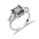Square Mystic Topaz Pear CZ 925 Sterling Silver Ring Square Mystic Topaz Pear CZ 925 Sterling Silver Ring
