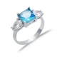 Square Aquamarine Pear CZ 925 Sterling Silver Ring Square Aquamarine Pear CZ 925 Sterling Silver Ring