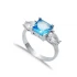 Square Aquamarine Pear CZ 925 Sterling Silver Ring