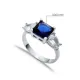 Square Sapphire Pear CZ 925 Sterling Silver Ring