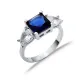 Square Sapphire Pear CZ 925 Sterling Silver Ring