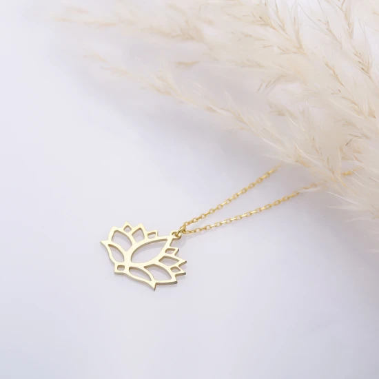 Dainty Lotus Flower Plain Neckace 925 Silver Pendant Dainty Lotus Flower Plain Neckace 925 Silver Pendant