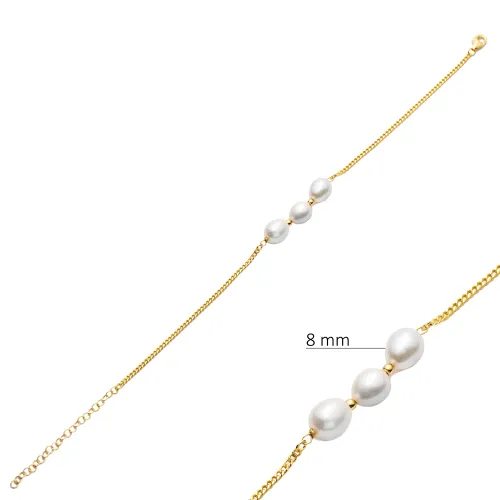 Triple Natural Pearl 925 Sterling Silver Bracelet Triple Natural Pearl 925 Sterling Silver Bracelet