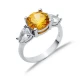 Citrine Round CZ Pear 925 Sterling Silver Ring | 925 Sterling Silver Wholesale | Sade Silver Citrine Round CZ Pear 925 Sterling Silver Ring - Sade 925 Silver Jewelry