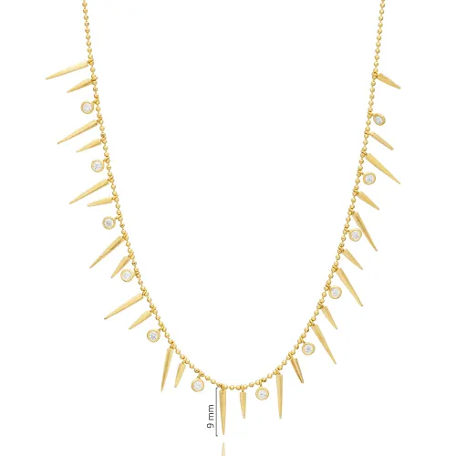 Spike Shape CZ Shaker 925 Sterling Silver Necklace