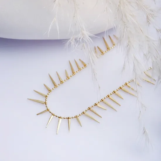 Spike Shape Shaker 925 Sterling Silver Necklace | 925 Sterling Silver Wholesale | Sade Silver Spike Shape Shaker 925 Sterling Silver Necklace - Sade 925 Silver Jewelry