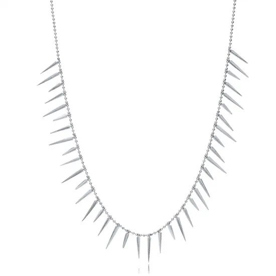 Spike Shape Shaker 925 Sterling Silver Necklace | 925 Sterling Silver Wholesale | Sade Silver Spike Shape Shaker 925 Sterling Silver Necklace - Sade 925 Silver Jewelry