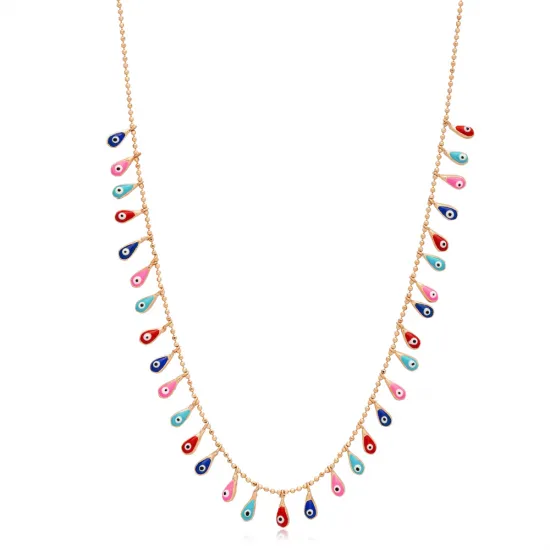Pear Mix Evil Eye Ball Chain Shake 925 Silver Necklace Pear Mix Evil Eye Ball Chain Shake 925 Silver Necklace