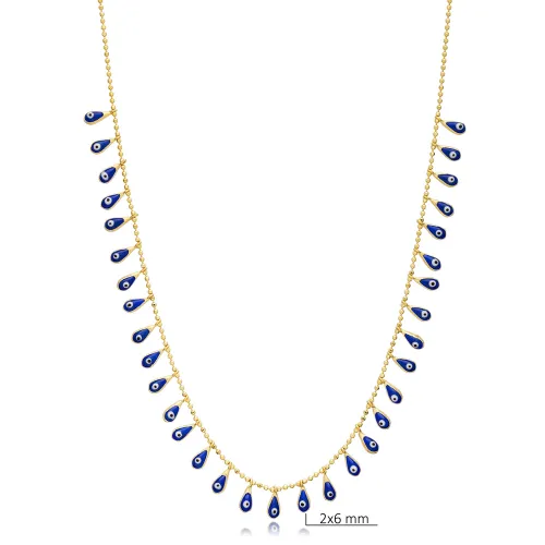 Pear Blue Evil Eye Shaker 925 Sterling Silver Necklace Pear Blue Evil Eye Shaker 925 Sterling Silver Necklace