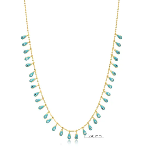 Pear Turquoise Evil Eye Shaker Sterling Silver Necklace Pear Turquoise Evil Eye Shaker Sterling Silver Necklace
