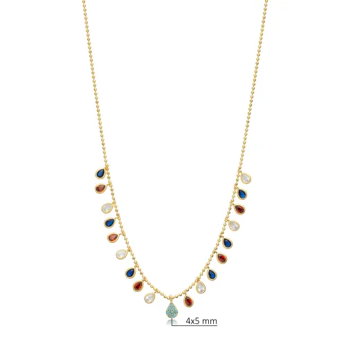 Pear Mix Color CZ Ball Chain Shaker 925 Silver Necklace Pear Mix Color CZ Ball Chain Shaker 925 Silver Necklace