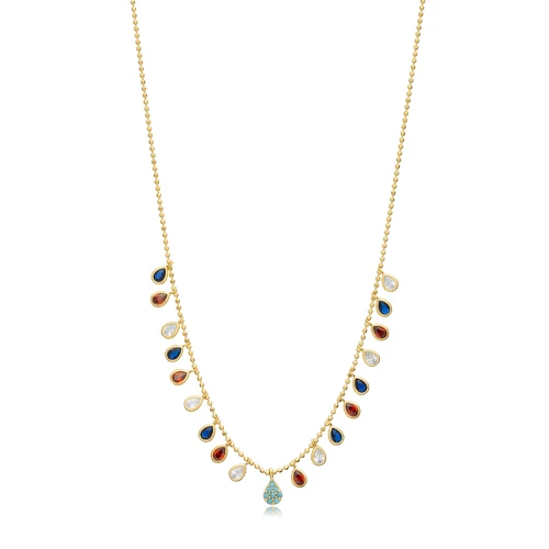 Pear Mix Color CZ Ball Chain Shaker 925 Silver Necklace