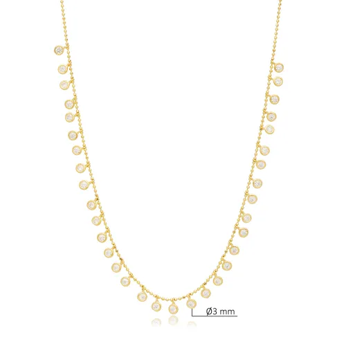 Round Cut CZ Shaker 925 Sterling Silver Necklace Round Cut CZ Shaker 925 Sterling Silver Necklace
