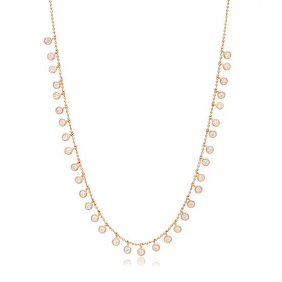 Round Cut CZ Shaker 925 Sterling Silver Necklace | 925 Sterling Silver Wholesale | Sade Silver Round Cut CZ Shaker 925 Sterling Silver Necklace - Sade 925 Silver Jewelry