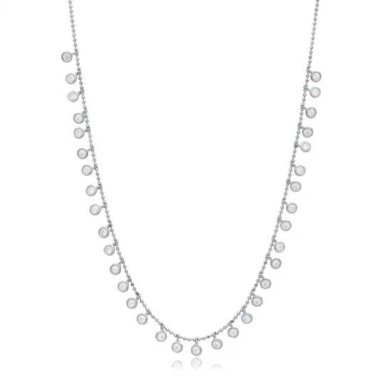 Round Cut CZ Shaker 925 Sterling Silver Necklace | 925 Sterling Silver Wholesale | Sade Silver Round Cut CZ Shaker 925 Sterling Silver Necklace - Sade 925 Silver Jewelry