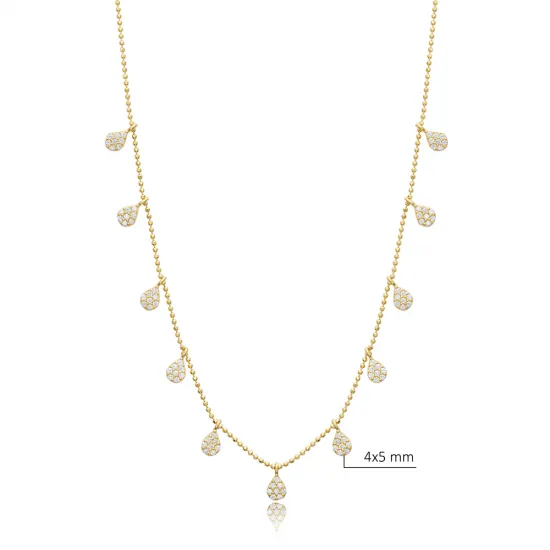 Pear Clear Zircon Stone Wholesale 925 Silver Shaker Necklace Pear Clear Zircon Stone Wholesale 925 Silver Shaker Necklace