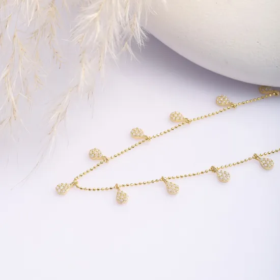 Pear Clear Zircon Stone Wholesale 925 Silver Shaker Necklace Pear Clear Zircon Stone Wholesale 925 Silver Shaker Necklace