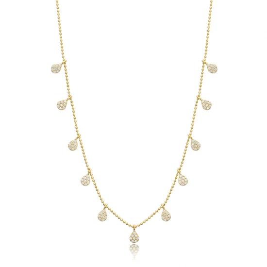 Pear Clear CZ Shaker Sterling Silver Necklace - Sade 925 Silver Jewelry