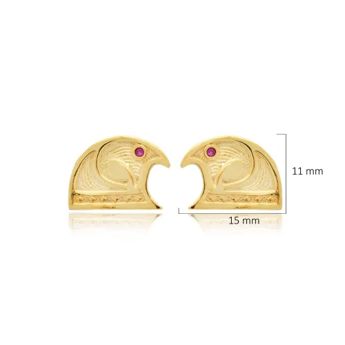 Falcon Bird Symbol Ruby 925 Sterling Silver Earrings