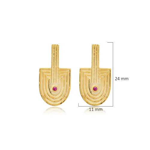 Handcrafted Ruby CZ 925 Sterling Silver Earrings