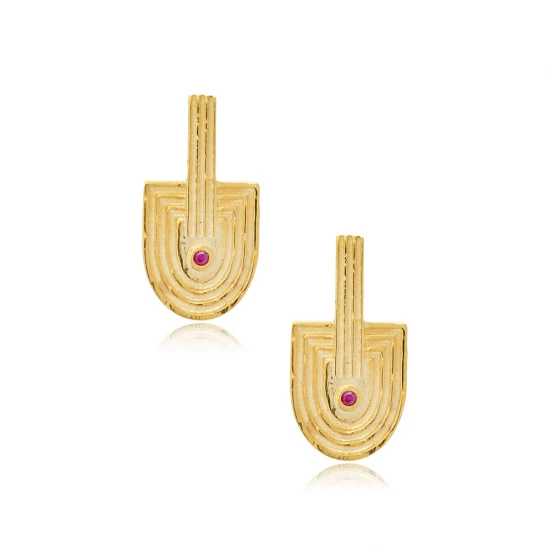 Handcrafted Ruby CZ 925 Sterling Silver Earrings Handcrafted Ruby CZ 925 Sterling Silver Earrings
