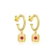 Ruby CZ Square Design Silver Hoop Earrings Wholesale Jewelry Ruby CZ Square Design Silver Hoop Earrings Wholesale Jewelry