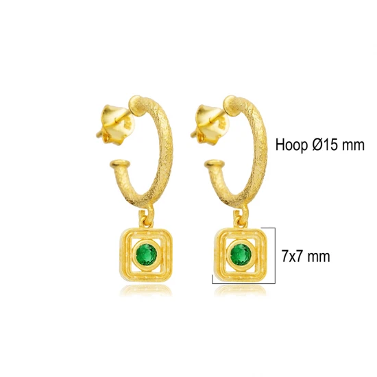 Emerald CZ Square 925 Sterling Silver Earrings Emerald CZ Square 925 Sterling Silver Earrings