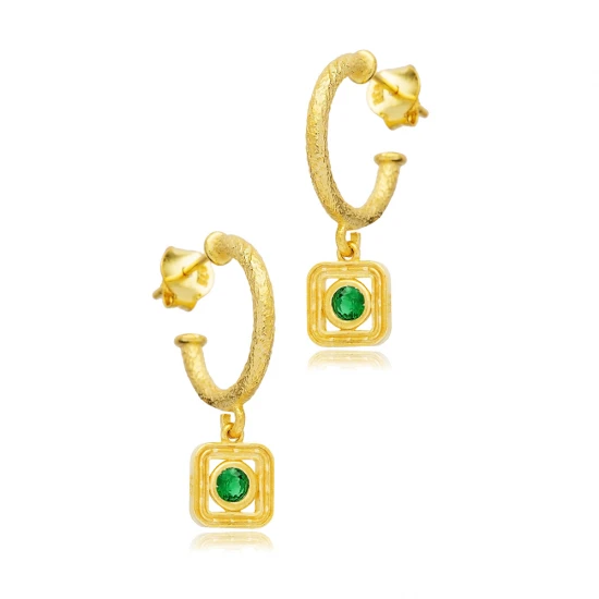 Emerald CZ Square 925 Sterling Silver Earrings Emerald CZ Square 925 Sterling Silver Earrings