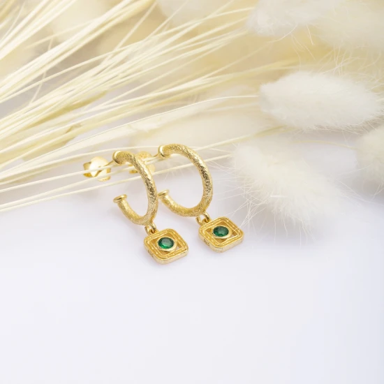 Emerald CZ Square 925 Sterling Silver Earrings Emerald CZ Square 925 Sterling Silver Earrings