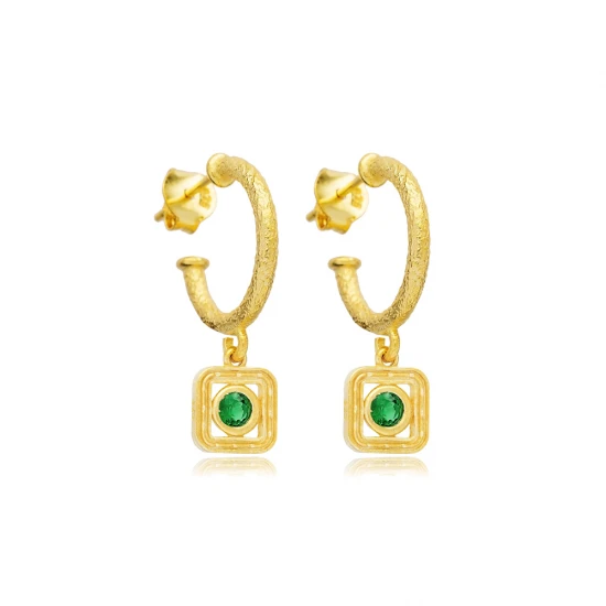 Emerald CZ Square 925 Sterling Silver Earrings Emerald CZ Square 925 Sterling Silver Earrings