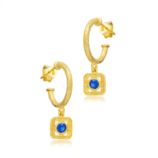 Sapphire CZ Square 925 Sterling Silver Earrings