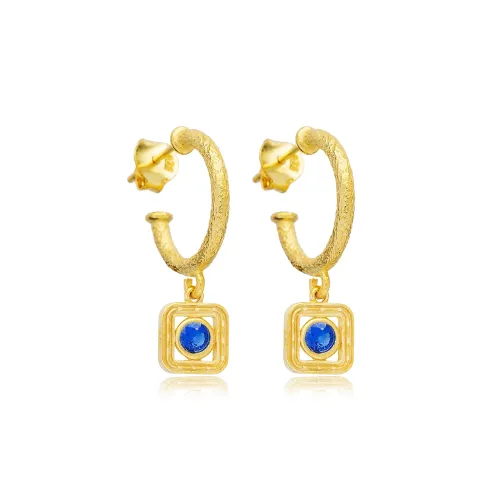 Sapphire CZ Square 925 Sterling Silver Earrings